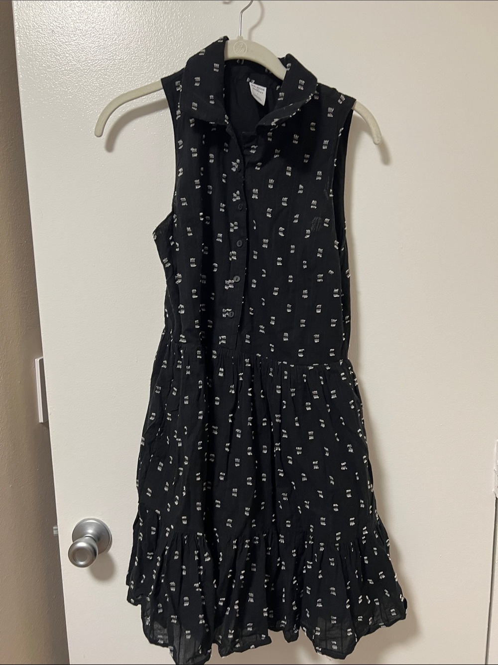 Melrose and Market Black Button-Front Dress with White Stitch Detail